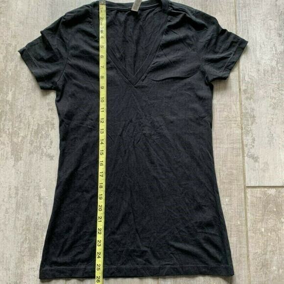 Short Sleeve V-Neck Basic Tee T-Shirt Black Casual Tunic Stretch Classic M - Picture 7 of 7